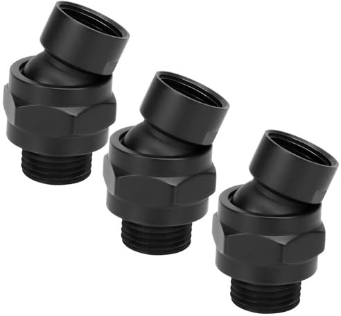 SWTHM Duschkopf-Drehkugel-Adapter, 360° verstellbare Duscharmverlängerung, schwarz, verchromte Oberfläche, 2 Einstellungen, inklusive 3 x Duschkopf-Drehanschluss, 3 Stück