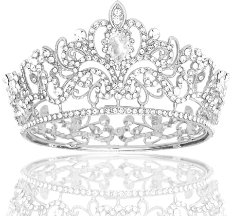 Kleine Krone, Mini Krone Dekoration, Krone Tortenaufsatz, Goldene Krone, Cake Topper Mini Crown, Tiara Damen, Volle Runde Mädchen Tiara, für Kinder Geburtstag Party (Silber)