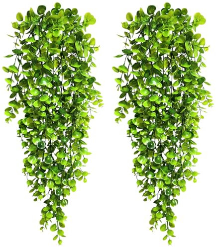 QUOZUO Fake Hanging Plants, 2pcs Artificial Hanging Plants, Faux Plants Ferns Vine for Wall House Indoor Outdoor Room Home Decor