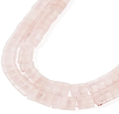 PandaHall Lot de 146 à 150 perles rectangulaires ovales à 2 trous en quartz rose pour fabrication de bijoux multi-brins