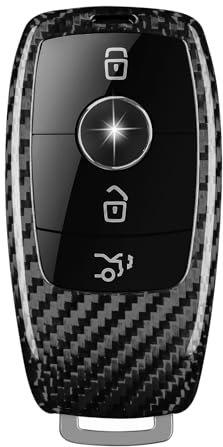 T-carbon schlüssel hülle autoschlüssel hülle kompatibel mit Mercedes Benz E Klasse C300 CLA GLB CLS580 GLE Klasse C43 GLC300 2016-2023 2024 Serie SchlüSselschutz Abdeckung,Silber Schwarz