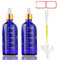 2 x 100ml Dropper Bottle Clear Glass Dropper Bottle with Dropper Pipettes, Refillable Sample Dropper Bottles with Funnel and Label for Essential Oil Blending, Perfumery (Blue, 2 x 100ml)