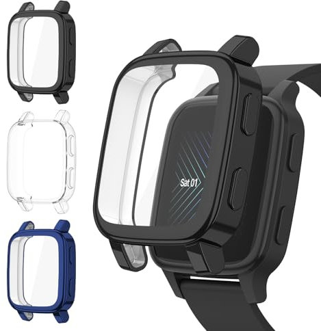 Wanme Lot de 3 coques de protection compatibles avec Garmin Venu Sq/Sq 2/Music - En TPU souple résistant aux chocs - Protection complète avec écran HD