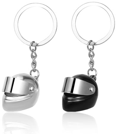 UEAVOID 2 Stück 3D-Mini Helm-Schlüsselanhänger, Motorrad Helm Schlüsselanhänger, Sehr eigentlich als Geburtstag, Feriengeschenk