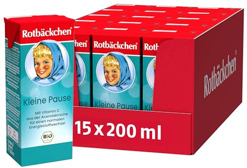 ROTBÄCKCHEN Kleine Pause Trinkpäckchen BIO 15er Pack (15 x 200 ml) | Bio-Mehrfruchtsaft mit natürlichem Vitamin C. Trinkpäckchen für Kinder, ideal für Schule, Sport & unterwegs