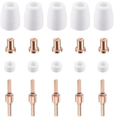 Ksvaye 20 Pcs PT-31 Plasma Cutter Accessories Nozzles Cut 30 40 50 Parkside Plasma Cutter Spare Parts Plasma Nozzles Electrodes Ceramic Caps Consumables Nozzles for Plasma Cutter