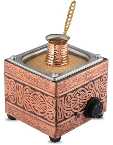tuliphomev - Traditional Turkish Copper Electric Hot Sand Small Ottoman Design Coffee Maker Machine With Coffee Pot