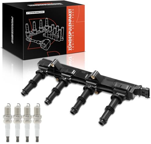Frankberg 1x Zündspule + 4x Zündkerze Benzin Kompatibel mit Brera 939 2.2L 2006-2011 Signum 2.2L 2003-2008 Vectra C Caravan 2.2L 2003-2017 Replace# 880198