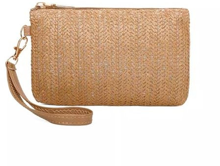 SLEDEZ Damen-Clutch aus Stroh Damen-Clutch aus Stroh mit Reißverschluss, 18 x 2 x 11 cm
