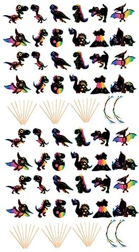 Toyvian 4 Sätze Dinosaurier-kratzmalerei Gastgeschenk Karten Kratzen Handbemalte Rubbelkarten Rubbelkarten-art-kit Rubbelkarten Kunsthandwerk Kratzbilder Diy Karten Papier