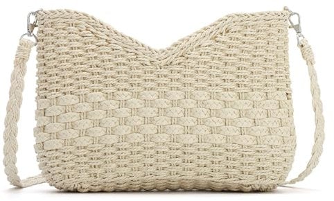 Freiesoldaten Handmade Straw Handbags Crossbody Pocketbook Bag for Women Summer Chic Woven Shoulder Purse with Straw Strap