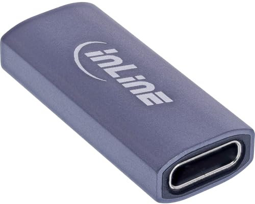 InLine® Adaptador USB 4 USB-C Hembra a USB-C Hembra, Velocidad de Transferencia de Datos de 40 GB/s, Entrega de Potencia de 240 W, vídeo 8K @ 60Hz, Carcasa de Aluminio, Color Gris, 35900E