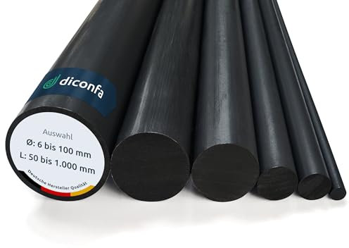 diconfa barre ronde en PVC noir foncé - SÉLECTION : Ø 90 x 670mm - Ø : 3mm à 100mm - LONGUEUR : 50mm à 1000mm barre en plastique ébavurée matériau plein robuste durable stable aux UV