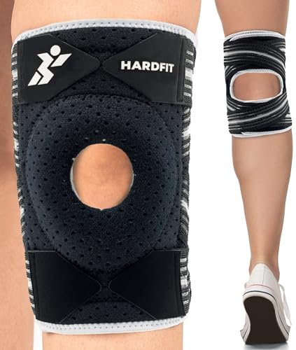 HARDFIT Ginocchiera Ortopedica L - Ginocchiera per Artrosi Ginocchio con Nuovo Sistema di Chiusura a Fasce Regolabili - Tutore Ginocchio Menisco e Legamenti