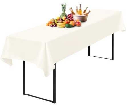 1 Stück Tischdecke Bierzeltgarnitur 100 x 250cm Biertisch Tischdecke wasserdichte Polyester Bierbank Tischdecken für 50 und 70cm Biertische, Rechteckige Tischdecken für Hochzeitsfeiern(Elfenbein)