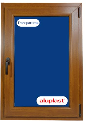 Finestra in PVC rinforzato rovere dorato | vetro Climalit opaco | Profilo Aluplast | Consegna 24/48h (800 x 1000 Destra trasparente)