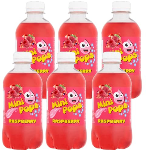Mini Pops 330ml Sugar Free Soft Drink Bottles – Variety Flavours - Colla, Lemonade, Orange, Raspberry, Bubblegum, Dandelion & Burdock - Zic (6 x Bottles, Raspberry Mini Pops)