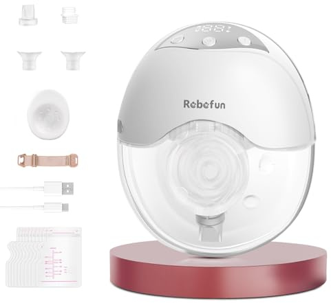 Robofun Milchpumpe Elektrisch Freihändig, Leise Milch pumpe mit 4 Modi und 12 Saugstufen, Elektrische Milch pumpe Handsfreemit Staubschutzdeckel, Breast Pump Electric 19mm/21mm/24mm Flansch