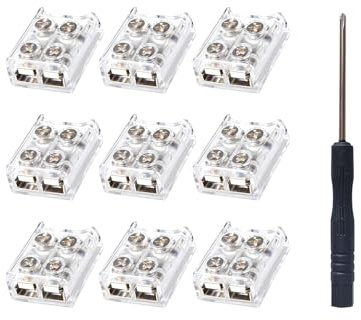 Wafuesh LED-Streifen Verbinder - 2-polig, 10mm Lötfrei für 5050 3528 COB SMD LED Streifen, Transparentes Design, Inkl. Schraubendreher, 10 Stück für Einfache Installation und Flexibilität