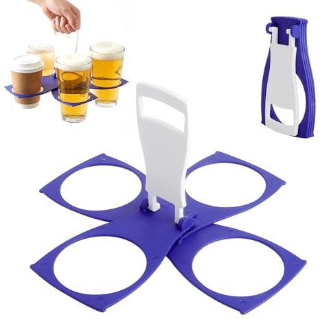 2PCS Klappbar Getränketräger mit Griff,Becherhalter mit Begrenzungsstruktur | Festival Becher Halter Cup Holder Becherträger Getränkehalter Strand Kaffeeträger Getränke Halter für Urlaub Versammlungen