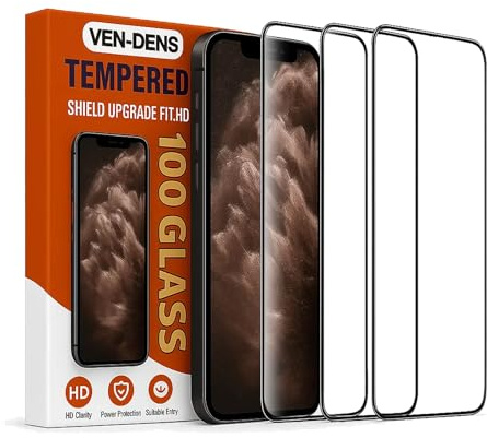 Screen Protector For iPhone 11 Pro 5.8 Black Edge Full Coverage Edge to Edge Tempered Glass Case Friendly, Bubble Free, Anti Scratch 3-Pack