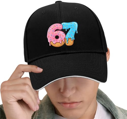 67 Meme Six Seven Baseballkappe, lustige 6 7 Meme Ice Cream Drips Hat Cool Six Sieben Zahlen Kappe für Teenager, Jungen, Mädchen, Kinder, Männer, Frauen