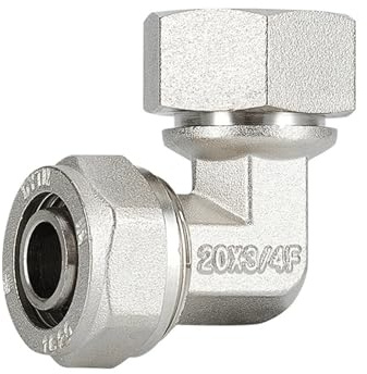 XHAJCSJWGD Brass Nickelage DN15 DN20 BSPP Female Thread Union Joint Elbow Pex Pipe 1216/1620/2025 Fitting Aluminum Pipe Fittings(2025xDN25 Nickelage)
