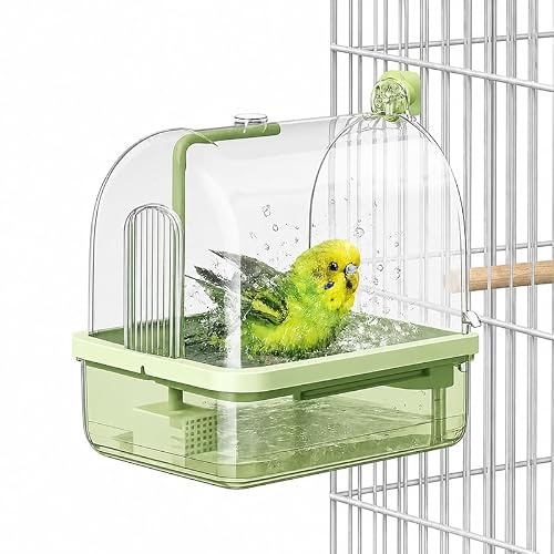Baignoire pour Oiseaux, Bain d'oiseau Suspendu Cube Bain d'oiseau Automatique Baignoire boîte de Bain Bol Cage Accessoires pour Petits Oiseaux Canaris Perruches