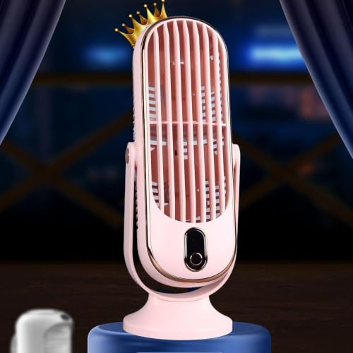 OVAQUIXI Desktop Fan, Oscillating Quiet 5 Speeds, 1200mAh Pink | ABS body, USB rechargeable battery, bedroom office use, table cooling, removable parts,