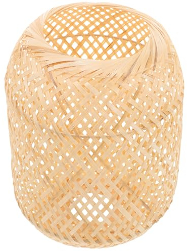 SOLUSTRE Leuchtenschirm aus Bambus Geflochten Rattan Ersatz Lampenschirm Pendelleuchte Weiden für Landhausstil Tischlampe Wohnzimmer Schlafzimmer 35x20cm