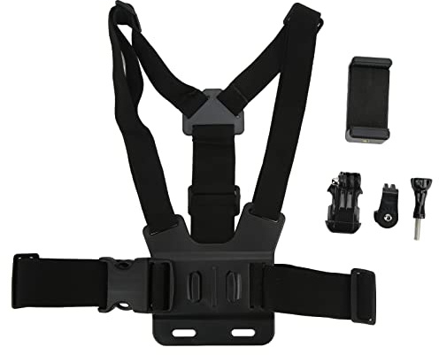 ZenithAur Cellphone Chest Harness for Hands Free Recording, Adjustable Phone Chest Mount with Clip for Most Smartphones and POV Action Cams for Biking or Hiking