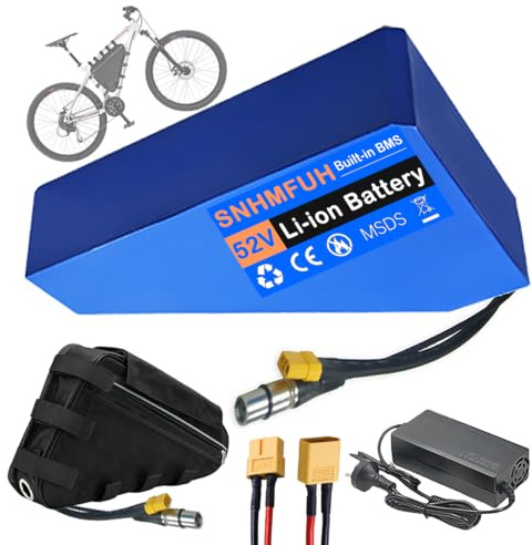 SNHMFUH 36V 48V 52V E-Bike Batteria 20Ah 25Ah 30Ah Mountain Bike Triangolare Batteria al Litio con 5A Caricabatterie BMS, per Biciclette Pieghevoli/DIY/Biciclette Kit Motore