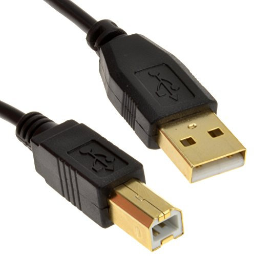 Oro 24AWG USB 2,0 Alto Velocidad Cable Impresora Cable A a B Negro 5 m [5 metros/5m]