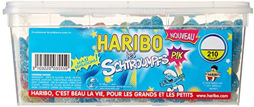 HARIBO - Les Schtroumpfs Pik - Bonbons Piquants Sans Colorants Artificiels - Boîte de 210 Bonbons