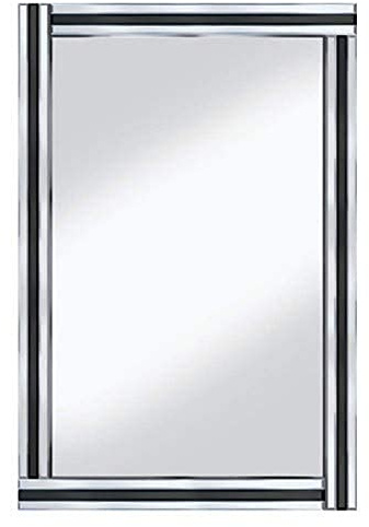 Barcelona Trading Fiona Glass Framed Rectangle Bevelled Wall Mirror, Black, 120 x 80 cm