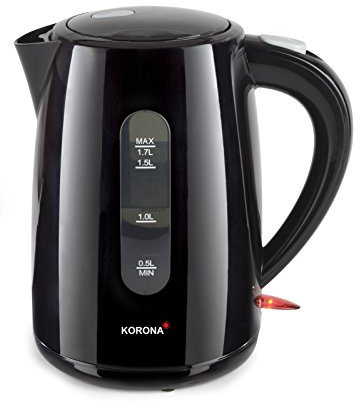 Korona 20130 Wasserkocher mit 1,7 Liter Fassungsvermögen in schwarz - Leistungsstarker Kocher mit einer 360° Basisstation