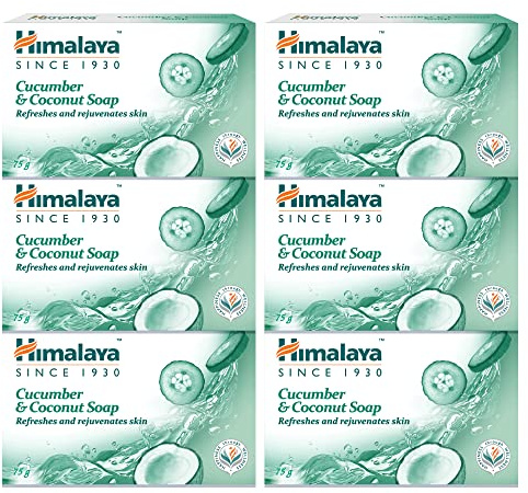 Himalaya Coconut and Cucumber Soap | Revitalizes Your Senses | Moisturizes and Hydrates Skin | Leaves Skin Softer and Smoother | Does Not Dry Skin - 75g (Pack of 6)