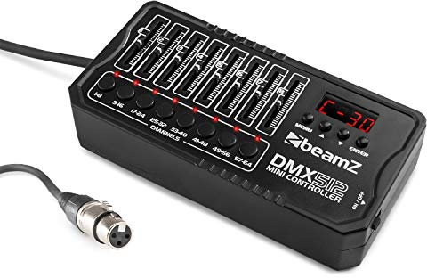 beamz DMX-512 Mini Lighting Controller – Compact 64-Channel DMX Console with Rechargeable Battery, 30 Pattern Storage & Digital Display – Ideal for DJs, Stage & Party Lighting Management