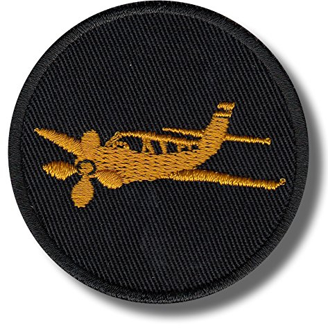 Small airplane orange - Bestickter Aufnäher, patch 6x6 cm