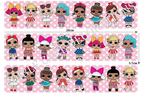 3 x LOL Dolls Cake Strips Borders Cake Rounds Edible Paper Toppers Cake Decorations