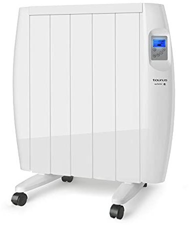 TAURUS- Radiateur Électrique à Inertie Sèche Malbork 900W|Programmateur Hebdomadaire et Quotidienne, Thermostat Réglable (10-35ºc), Arrêt Automatique| Écran LCD Rétroéclairé| Installable/Transportable