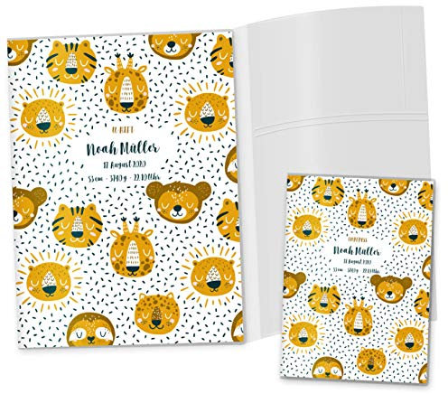 OLGS U-Heft und Impfpasshüllen Set 3-teilig Awesome World | Untersuchungsheft & Impfpass Hüllen, schönes Geschenk personalisierbar mit Namen - Uhefthülle, Impfpasshülle personalisiert, Cozy Jungle