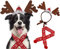 Hunde Weihnachtskostüm, Hund Rentiergeweih Stirnband verziert mit Nikolausmütze und Hund Weihnachtstuch für kleine mittelgroße große Hunde