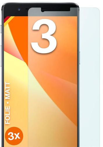 moex FlexProtect matte Schutzfolie für OnePlus 3 Displayschutz Folie matt gegen Reflexionen, Anti Reflex Handyfolie mit Sonnenschutz, Kompatibel mit jeder Handyhülle, 3 Stück