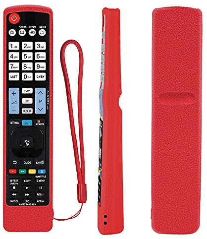 Housse Coque en Silicone pour LG TV Télécommande, AGF76692608 AKB73615303 AKB73756567, Antidérapage, Antisismique, Lavable, Etui de Protection pour LG Télécommande (Rouge)