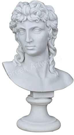 Eros Amor Gott der Liebe Jugend Büste Kopf männliche Statue Skulptur Gussmarmor