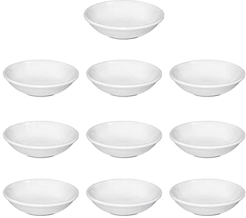 ZSRronngker 10 Pcs Dipping Sauce Dishes Round Soy Sauce Dipping Bowls Cream White Dishes for Ketchup BBQ Sauce or Seasoning