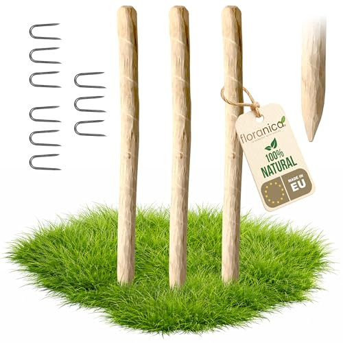 Floranica 3 x Zaunpfosten aus Haselnuss Höhe 120 cm Holzpfosten für Staketenzaun Holzpfähle Baumstütze Angespitzte Baumpfahl
