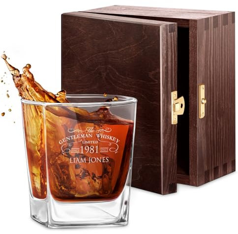 Maverton Universal Whiskey Glass - Personalised Tumbler for Whiskey, Bourbon and Scotch - Drinking Glass Cup - Personalised Whisky Gift for Men - Birthday Gift idea - Gentleman