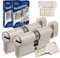 GERCAR Pro Gleichschließend 2 Knaufzylinder 30/30 Set 2x Schließzylinder mit Knauf inkl. 10 Schlüssel - 60 mm Türschloss Zylinderschloss 2er Zylinder - Länge: 60mm, A:30 B:30 - Messing matt massiv
